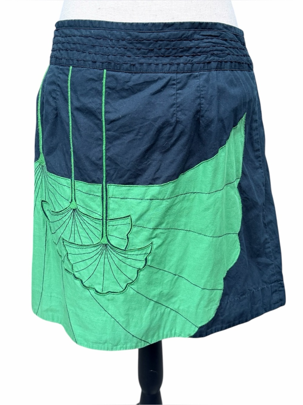 Anthropologie Floreat Miroslav Embroidered Ginkgo Hummingbird Skirt Size 10 - Picture 4 of 9